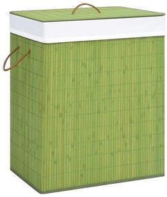 vidaXL Coș de rufe din bambus, verde, 83 l