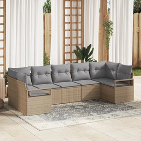 Set canape cu 7 piese vidaXL cu perne Bej Ratan Poli