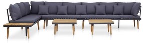 Set mobilier de gradina 8 locuri cu perne lemn masiv de acacia Morke gra, 1