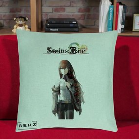 Perna Personalizata Steins Gate Kurisu Makise Anime, 40x40 cm, Verde Menta, Husa Detasabila, Perna Inclusa, BEKZ®