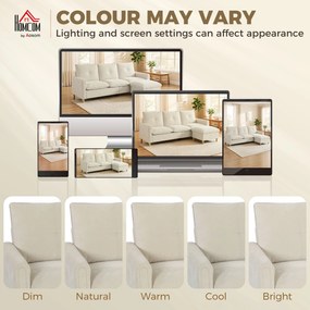 HOMCOM Canapea 3 locuri cu ottoman de depozitare, colțar modular 210 cm, șezut larg, țesătură cu aspect de in, crem | Aosom Romania