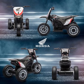 HOMCOM Motocicletă Electrică pentru Copii sub Licență Honda CRF450RL cu 3 Roți și Claxon, 71x40.5x43.5 cm, Gri | Aosom Romania