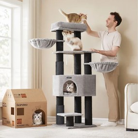 Copac pentru pisici ONYX, 50x50x160cm, gri/negru Feandrea