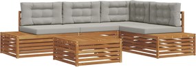 vidaXL Set de canapele de exterior 5 Bucată Gri natural și deschis