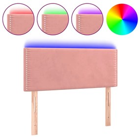 3121513 vidaXL Tăblie de pat cu LED, roz, 90x5x78/88 cm, catifea