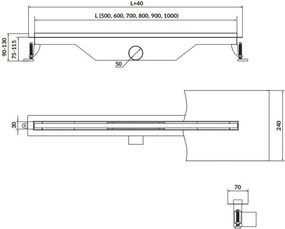 Set rigola dus cu capac Cersanit Tako 90 cm
