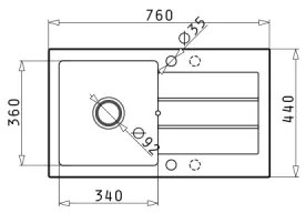 Chiuvetă de bucătărie Pyramis 70006701 NEXT 76x44 cm granit/bej