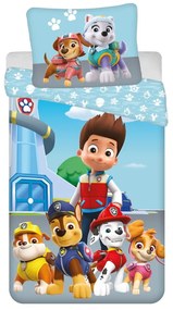 Lenjerie de pat pentru copii albastră din bumbac pentru pat de o persoană 140x200 cm Paw Patrol – Jerry Fabrics