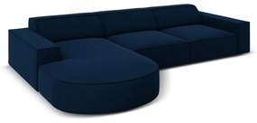 Colțar albastru cu tapițerie din catifea (cu șezlong pe partea stângă ) Jodie - Micadoni Home