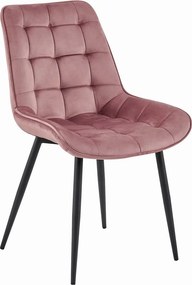OFERTA Scaun din catifea roz inchis BERA cu picioare negre II. calitate