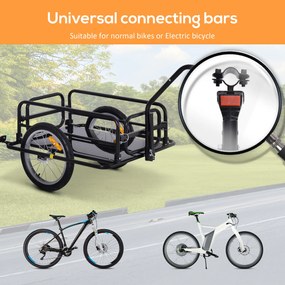 HOMCOM Carucior Remorca pentru Bicicleta Negru 156x72x82cm | Aosom Romania