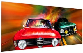 Tablou - Mașini de curse retro (120x50 cm)