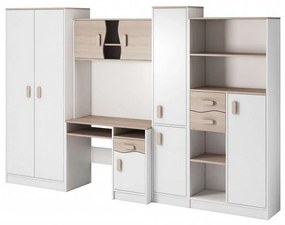 Linie de garderobe Macius II Youth cu dulap alb/sonoma- Mâner color opțional