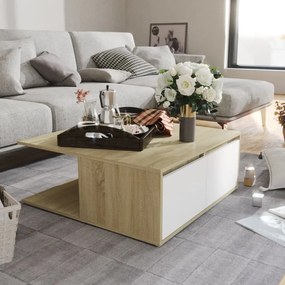 vidaXL Măsuță de cafea alb și stejar Sonoma 80x80x31 cm lemn prelucrat