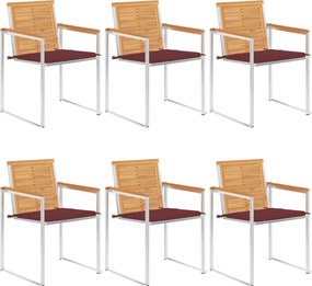 vidaXL Scaune de grădină cu perne, 6 buc., lemn masiv de tec