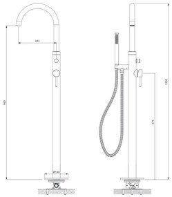 OMNIRES Y1233CR - Set cadă independentă cu baterie Y crom lucios