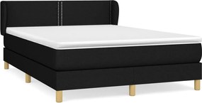 vidaXL Pat box spring cu saltea, negru, 140x190 cm, textil