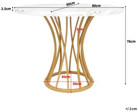 Masă rotundă pentru 4 persoane, Alb+Auriu | Aosom Romania
