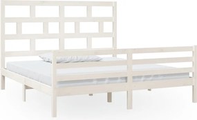 vidaXL Cadru de pat Super King, alb, 180x200 cm, lemn masiv
