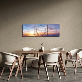 Tablou - Apus de soare deasupra norilor (cu ceas) (90x30 cm)