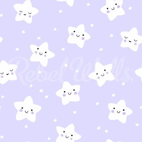 Fototapet, Cute Stars, Lilac, Rebel Walls