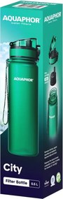 Sticla cu filtru pentru apa Aquaphor City 160045, 500 ml, Tritan, Carbune activ, Aqualen, Capac cu inchidere, Verde inchis
