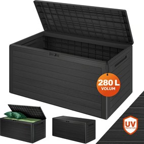 Cutie de depozitare WOODEBOX, 280L, 120x46x57cm, antracit Prosperplast