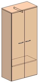 Dulap înalt Praktik 80 x 40 x 182,1 cm, paltin