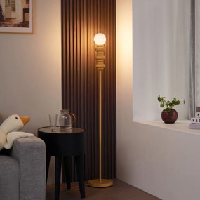 Lampă de podea retro galben muștar cu sticlă mată - Fedde