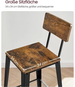 Set 2 Scaune De Bar, Maro Vintage Si Negru