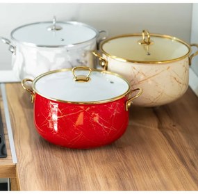 Resigilat: Oala Goldmann GM 8017-24W, 6.2 L, 24x15 cm, Email, Acoperire antiaderenta, Inductie, Alb/Marmură