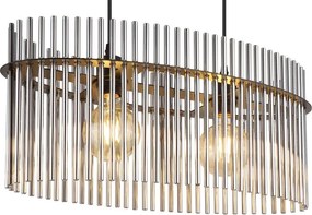 Lustra suspendata, Metal Negru, Sticla Fumurie, GORLEY 15698H3 GL