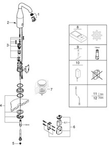 GROHE ESSENCE E 36446000 - baterie electronică cu senzor infraroșu, crom lucios