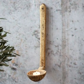 Suport de lumanare, din lemn reciclat, de perete, H37cm, Grimaud