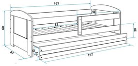 Supermobel Pat pentru copii FILIP P1S P1 + SD + saltea + somieră GRATIS, 80x160 cm, alb/auto