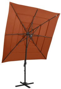vidaXL Umbrelă soare 4 niveluri, stâlp aluminiu, cărămiziu, 250x250 cm