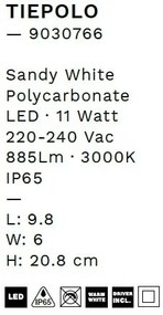 Mini Aplica LED de perete exterior, IP65, TIEPOLO alba