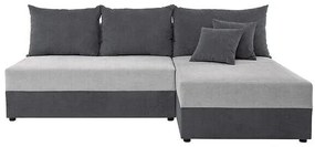 Colțar Boston 401Funcția de dormit, Argint, 221x145x87cm, 105 kg, Picioare: Plastic