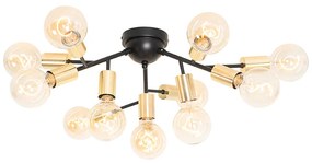 Plafoniera de design neagra cu auriu 12 lumini - Juul