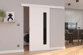 Usa glisanta Gela, ADRK Furniture (Latime: 86 cm, Culoare: Sonoma /Negru Lacobel)