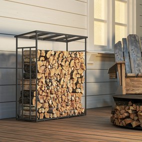 Outsunny Adăpost pentru lemne suport exterior sarcină maximă 2000 kg cu husă de protecție impermeabilă 185 x 62 x 184 cm negru | Aosom Romania