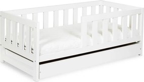 Pat lemn masiv alb pentru tineri Amelie 160×80cm /Stejar - Stejar deschis, Cu functie de dormit