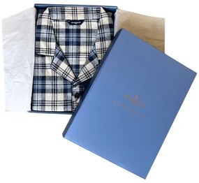 Halat de flanel pentru bărbați LUCAS XXL Albastru închis / Navy