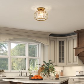 HOMCOM Plafonieră modernă, cristale, auriu, soclu E27, ideală pentru living și dormitor | Aosom Romania