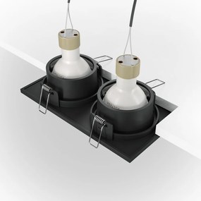 Corp incastrabil cu 2 spoturi design tehnic Zoom negru