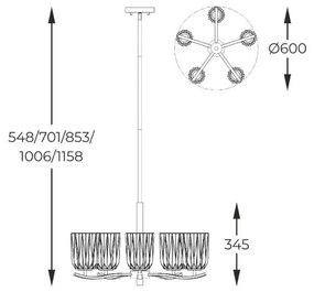 Candelabru modern cu 5 brate Tazza
