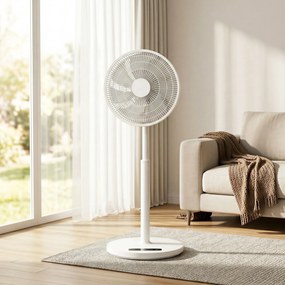 HOMCOM Ventilator pe picior, diametru 39 cm, 12 viteze, 4 moduri, temporizator 9H, oscilație 120°, înălțime reglabilă, alb | Aosom Romania