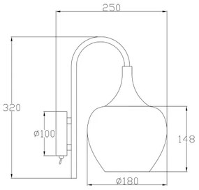 Aplică Globo 15548WK MAXY 1xE27/40W/230V antracit