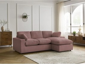 Colțar roz cu tapițerie din catifea reiată Belair – Bobochic Paris