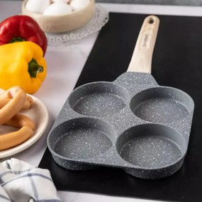 Tigaie cu 4 compartimente Klausberg KB 7822, 18,5 cm, Finisaj marmura, Inductie, Gri